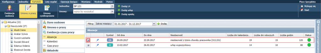 Dopiero po anulowaniu absencji można zarejestrować w tym samym terminie inną nieobecność pracownika. Anulowanie absencji pracownika 1.