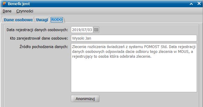 Informacje te widać na zakładce RODO.