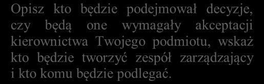 - Opisz kadrę zarządzającą w podziale na własną (tj.