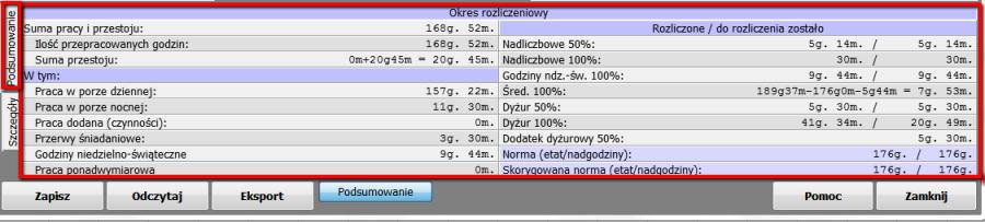 "Podsumowanie". Ponowne wciśnięcie tego przycisku spowoduje ponowne schowanie "Podsumowania". 3.