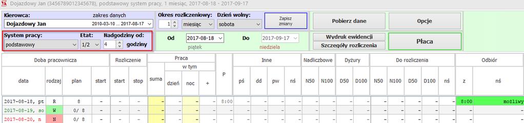 Jeżeli został wybrany niepełny etat możliwe jest określenie granicy godzin nadliczbowych, wynikających z podpisanej umowy o pracę. 2.