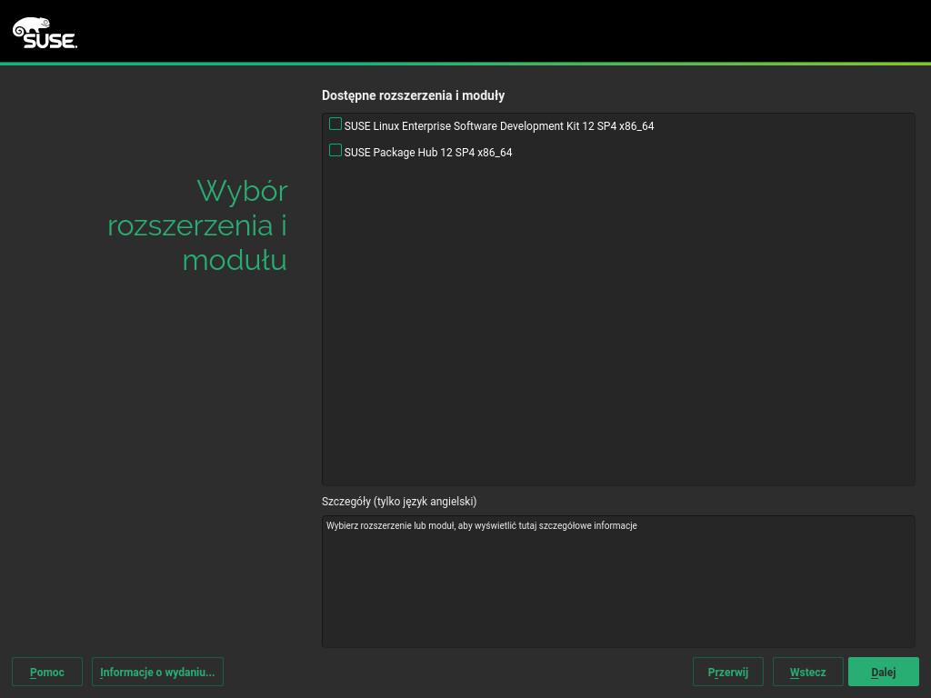 Uwaga: Informacje o wydaniu Począwszy od tego momentu, można wyświetlić informacje o wydaniu na dowolnym ekranie w trakcie procesu instalacyjnego, wybierając opcję Informacje o wydaniu. 5.