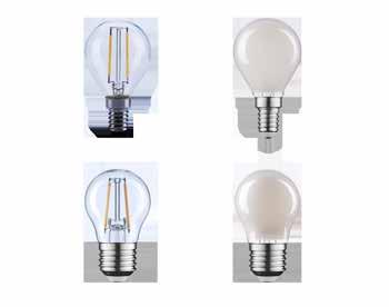 LED-E-G45-FILA LED-E-P45-FILA LED Filament Mini Globe Wygląd i kształt tradycyjnych żarówek Natychmiastowy 100% strumień dzięki wyeliminowaniu efektu rozgrzewania się Brak promieniowania UV / IR,