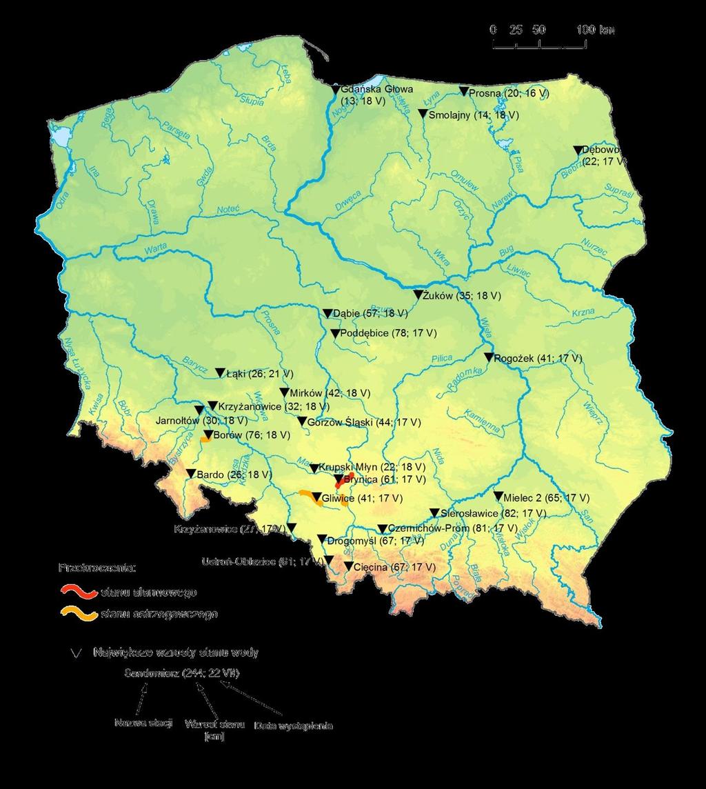 4. Przekroczenia stanów ostrzegawczych i alarmowych oraz najwyższe dobowe wzrosty