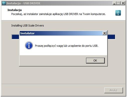 Podłącz wagę do komputera za pomocą przewodu USB A/B, o długości