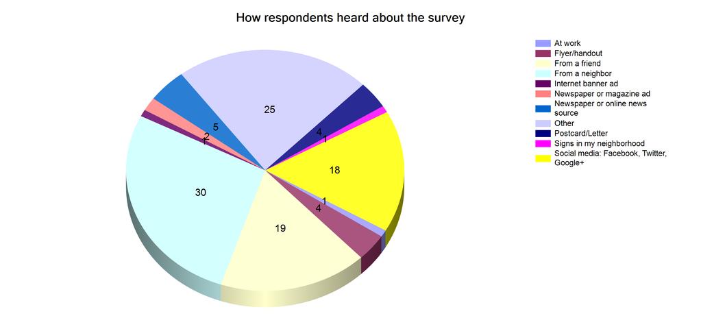 Additional information How respondents heard about the survey is a good way to analyze which kind of marketing and communication platforms worked best when
