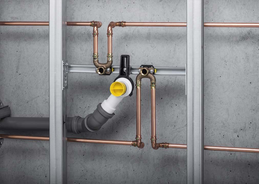Przykładowe zastosowanie do podłączania podwójnych kolanek ze złączkami naściennymi w instalacji pierścieniowej i szeregowej.