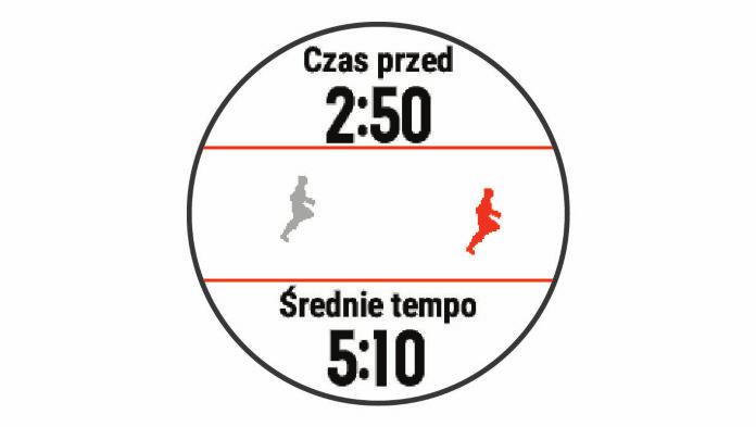 Ustawianie celu treningowego Funkcja celu treningowego współpracuje z funkcją Virtual Partner, co umożliwia trenowanie w celu osiągnięcia wyznaczonego dystansu, dystansu i czasu, dystansu i tempa