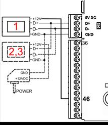 Panele 2 i 3 muszą być zasilane z dodatkowego zasilacza +12V, min. 0,5A.