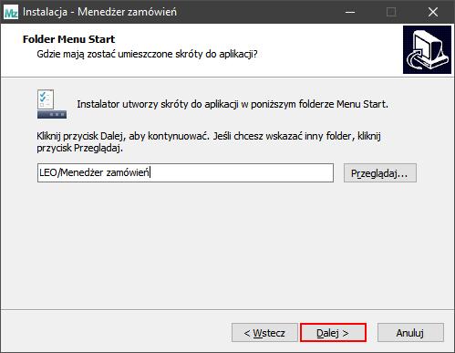 W oknie kreatora pojawi się możliwość wybrania folderu w którym ma zostać zainstalowany program. Domyślnie jest to C:\Program Files (x86)\leo\.