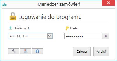 Podczas kolejnych prób uruchomienia programu będzie wyświetlać się okno logowania.