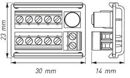 4 wejścia na łączniki Pasuje do wszystkich standardowych rozmiarów puszek montażowych Ściemnianie poprzez przytrzymanie przyłączonego łącznika dzwonkowego Może być używana do obsługi łączników