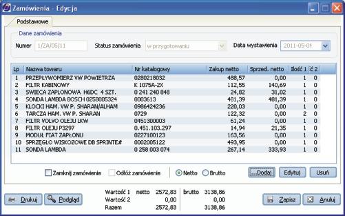 Dostępna jest również opcja szybkiego dodawania towarów i