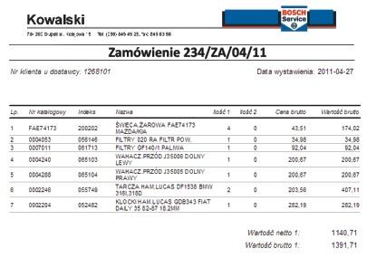 na fakturze np.