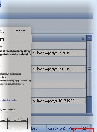 informacje niezbędne do poprawnej kalkulacji prac warsztatowych.
