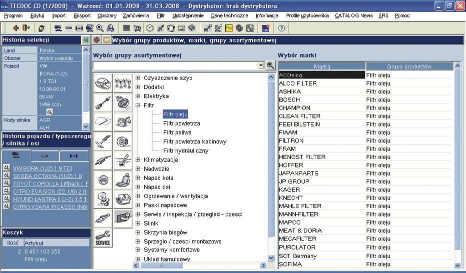 automatycznie znajduje w cenniku dostawcy z informacją o ich