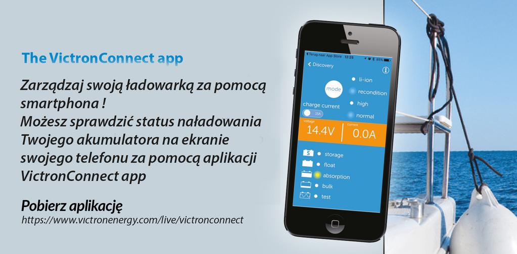 wbudowanym modułem Bluetooth firmy Victron Energy. Inteligentne ładowarki Blue Smart Charger IP65 firmy Victron Energy to profesjonalne urządzenia z wbudowanym Bluetooth.