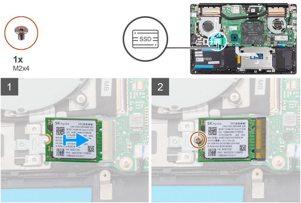 3 Wsuń moduł SSD mocno do gniazda napędu SSD pod kątem.