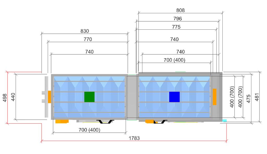 X = 3844 mm, Y = 1946 mm Rzut z