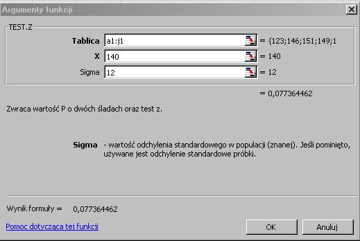 STATYSTYKA MATEMATYCZNA Przykład 6.