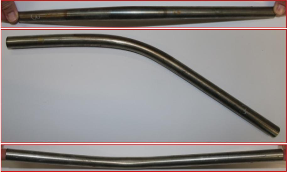 Stages of the process of bending a pipe element using an immobile, rectangular beam Przykłady wykonanych elementów rurowych i dyfuzora zostały przedstawione na rys. 8 i 9. Na rys.