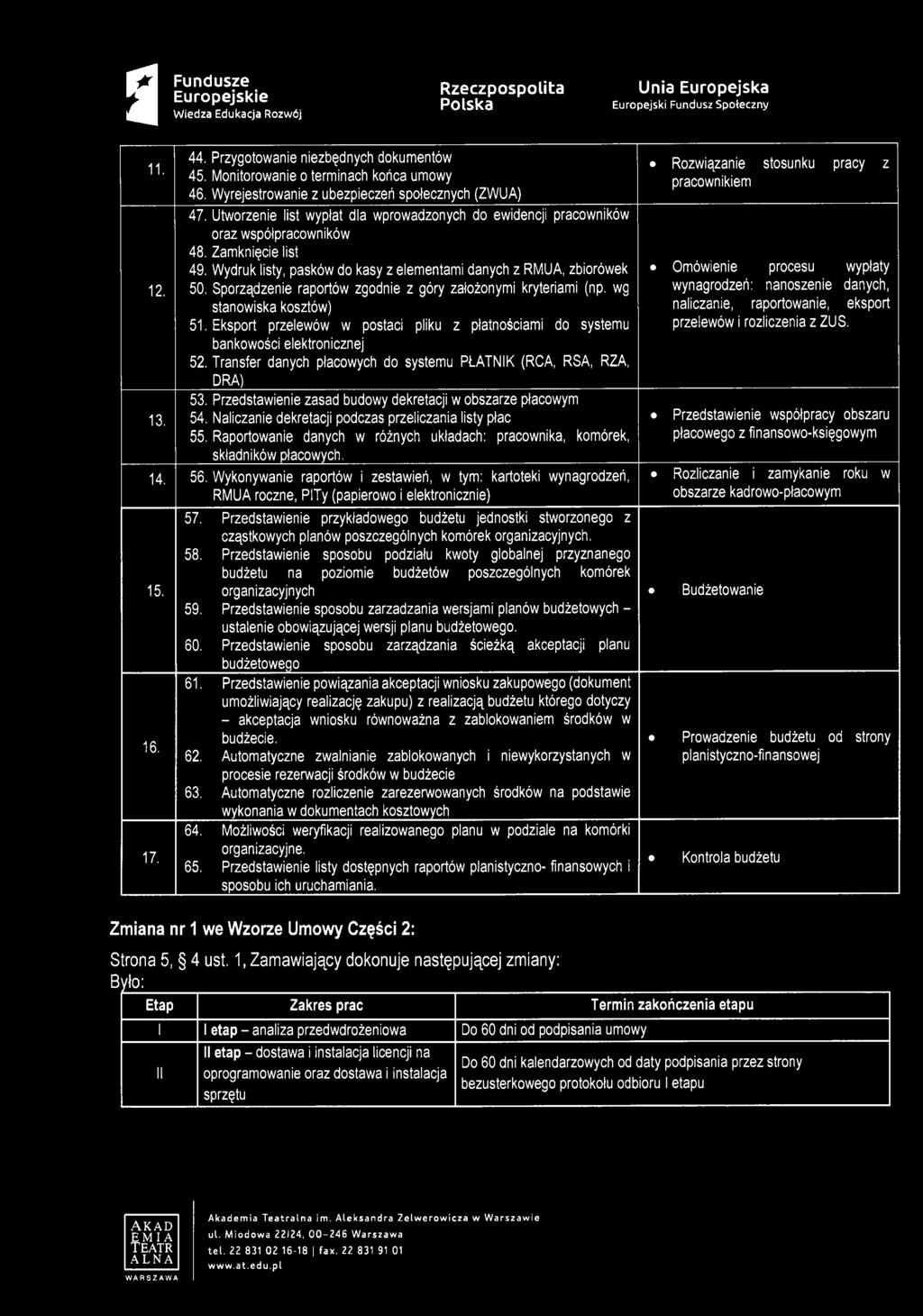 Sporządzenie rportów zgodnie z góry złożonymi kryterimi (np. wg stnowisk kosztów) 51. Eksport przelewów w postci pliku z płtnościmi do systemu bnkowości elektronicznej 52.