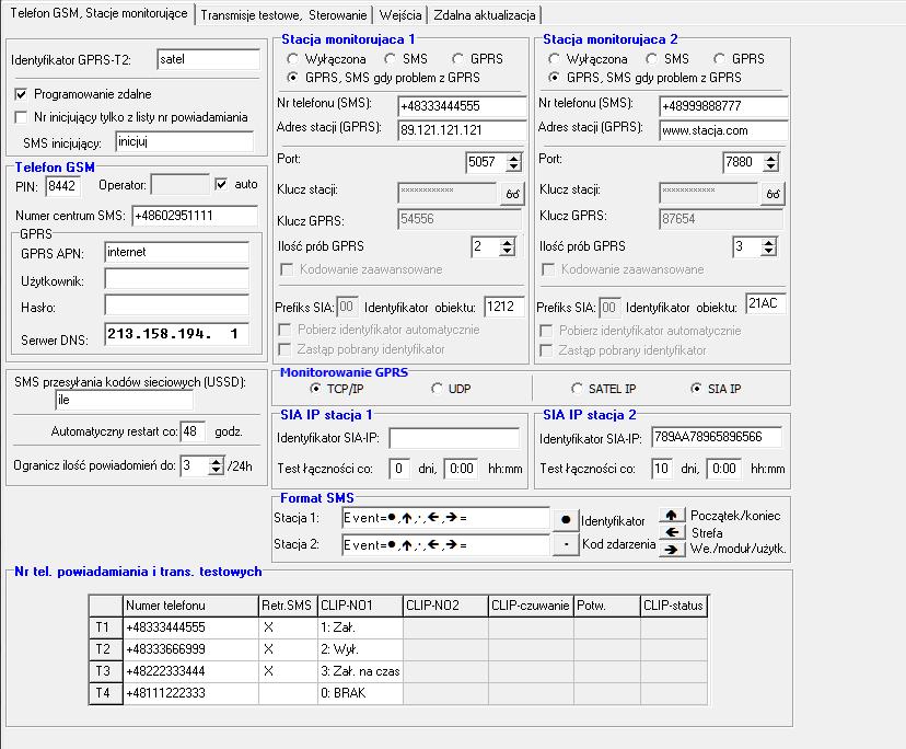 10 GPRS-T2 SATEL MNC (Mobile Network Code) kod operatora (np. dla Polski: 01 Plus; 02 T-Mobile; 03 - Orange; 06 i 98 Play; 07 Netia).