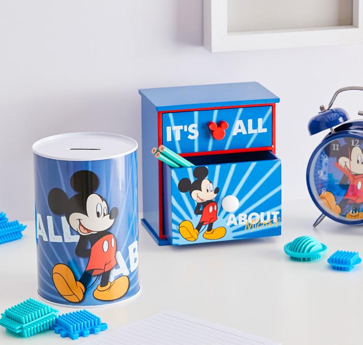 wymiary: 11 x 5,5 x 16 cm 1 Puszka skarbonka z nadrukiem Mickey Mouse lub