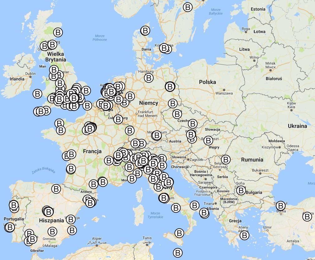 B CORPORATIONS NA ŚWIECIE Najliczniejsza reprezentacja firm B Corp w USA i Kanadzie. W Europie najwięcej Benefit Corporations jest w UK, Włoszech, Holandii i Francji.