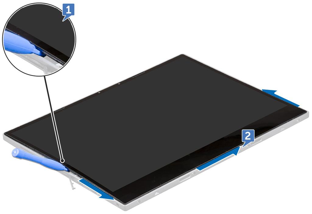 6 Unieś panel wyświetlacza i wysuń