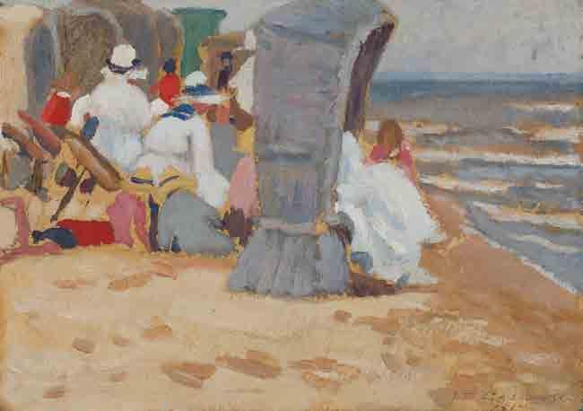 93 STANISŁAW CZAJKOWSKI (1878-1954) Na plaży w Sopocie, 1917 r.