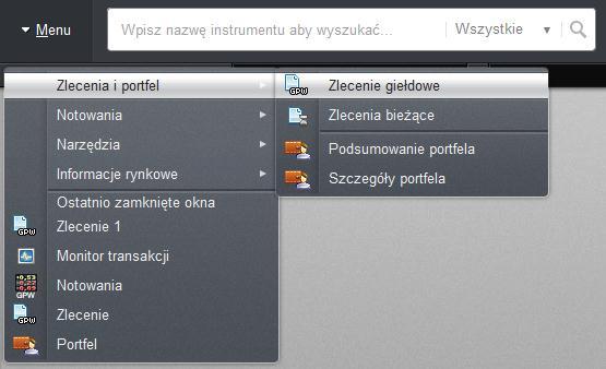 1. OTWIERANIE OKNA ZLECENIE Funkcja składania zleceń dostępna jest dla użytkowników, którzy: Posiadają aktywny rachunek inwestycyjny w Domu Maklerskim Pekao, z możliwością jego obsługi przez