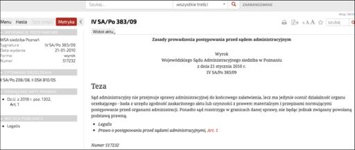 Przykładowy profil orzeczenia Teza Odesłanie do aktu prawnego