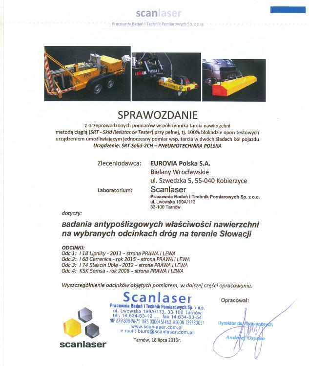Właściwości przeciwpoślizgowe nawierzchni Gripfibre Pomiary