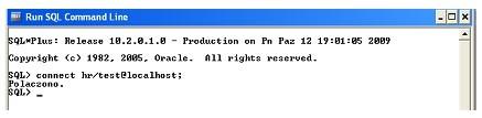 Podstawowe polecenia SQL*PLUS connect polecenie nawiązuje połączenie z ze wskazaną bazą danych. Niezbędne do rozpoczęcia pracy z bazą danych.