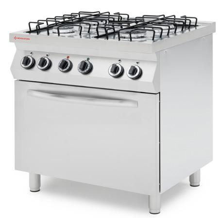 100-165 mm Waga: 72 kg 5 kw 3,5 kw Moc gaz (kw) 226421 800x700x(H)900 17 2 899,- 3,5 kw 5 kw CENA 2 899PLN Kuchnia gazowa 4-palnikowa z konwekcyjnym piekarnikiem elektrycznym GN 1/1 Palniki: 2x 5 kw