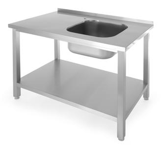 Stół z dwoma zlewami, skręcany Komora wykonana ze stali kwasoodpornej AISI 304 Zlew o wymiarach 400x400x(H)250 mm Nogi z regulacją wysokości wykonane z profilu