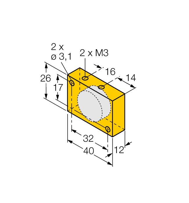 w opakowaniu DM-Q12 6900367 Magnes wzbudzający; prostokątny, plastikowy; możliwa odległość przełączania 58 mm w przypadku czujników BIM- (E)M12, lub 49 mm w przypadku