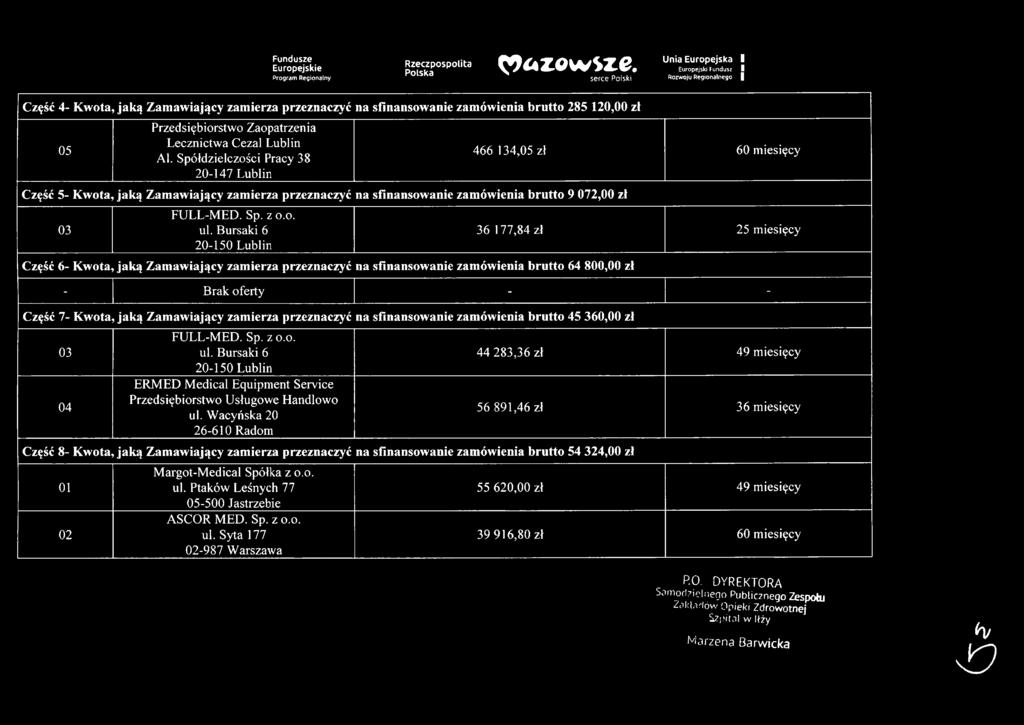 zamówienia brutto 9 072,00 zł 03 FULL-MED. Sp. z o.o. ul.