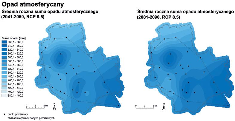 2. Zwiększenie częstotliwości i intensywności opadów powodujących lokalne podtopienia Badany okres lat 1981 2013 charakteryzował się istotnym statystycznie wzrostem rocznej sumy opadów, głównie w