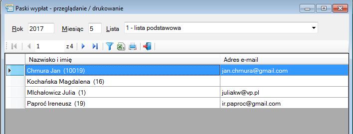 Wysyłanie pasków wypłat Po przygotowaniu list płac do wypłat w P88-Kapla, można przystąpić do wysyłki pracownikom pasków wypłat.