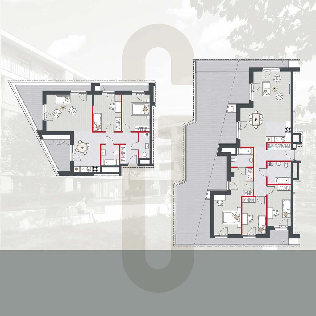 Przykładowe mieszkanie Trzypokojowe Przykładowe mieszkanie Czteropokojowe 75,37 m 2 powierzchnia użytkowa 21,63 m 2 / 1,45 m 2 trzy