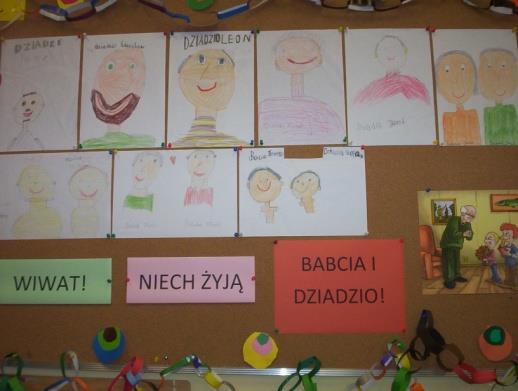 Zrobiliśmy prezenty z talerzy i papieru kolorowego. Potem poszliśmy do stołówki, gdzie był poczęstunek. Alicja Winiarska We wtorek mieliśmy klasowy Dzień Babci i Dziadka.