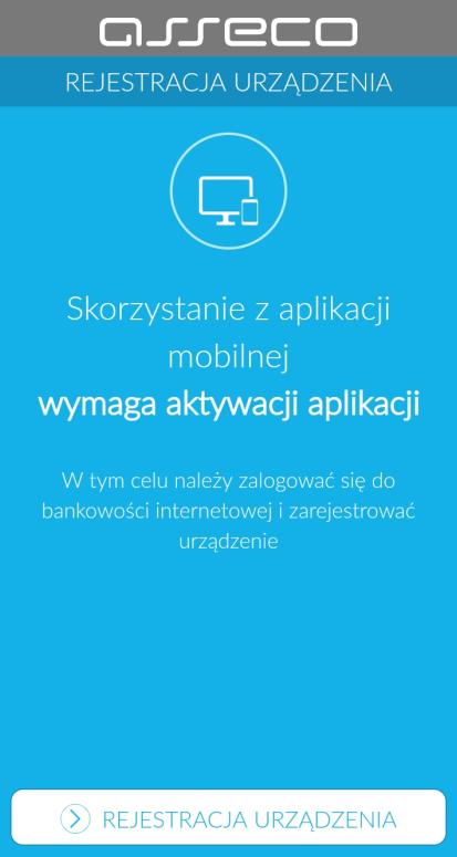 po uruchomieniu aplikacji Asseco MAA na urządzeniu mobilnym należy wykonać rejestrację