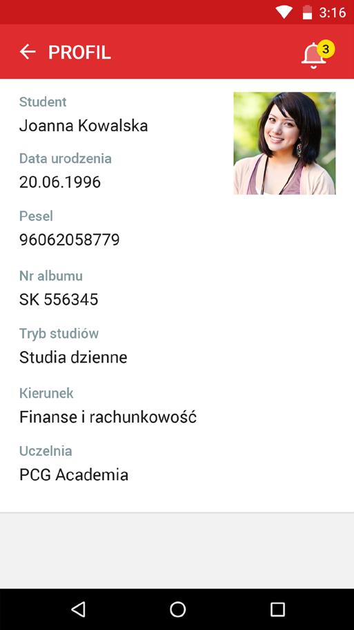 PROFIL Profil użytkownika dane