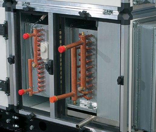 Opcje: Jednostka z wbudowanym czujnikiem triac pozwala na utrzymanie temperatury dostarczanego powietrza z dokładnością ± 1 C.
