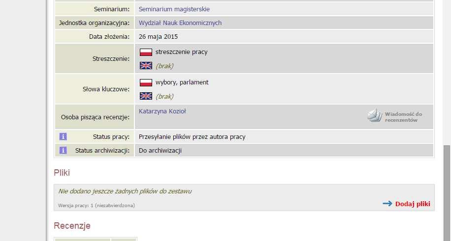 7 Pojawia się strona Pliki związane z pracą (Rys.8).