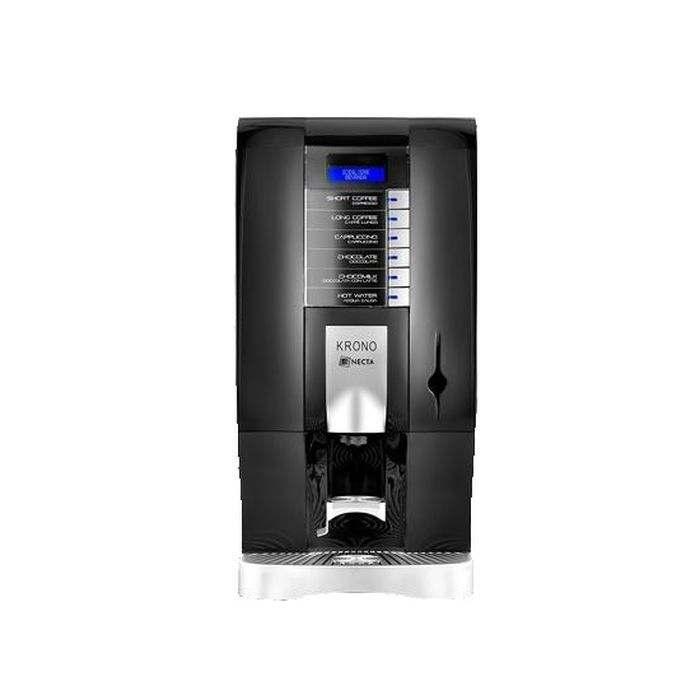 Krono 6 napojów do wyboru 400 kaw na godzinę Każda kawa w 6 sekund 3 pojemniki na produkty (kawa, czekolada, mleko) Gorąca woda Możliwość podłączenia pod stałe łącze wody, na pompkę lub zbiornik