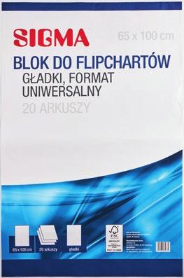 po 3 szt. cena 1 szt. 99 23,68 BRUTTO Blok do flipchartów gładki, kratka 20 ark.