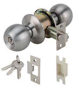 STINLESS STEEL KNOB LOCKSET - BSIC RNGE ล กบ ดประต สแตนเลสสต ล ร นท วไป 5 PIN 28-45 KNOB LOCK ล กบ ด Suitable for flush timber doors Suitable for DIN left and right hand Entrance version, bathroom
